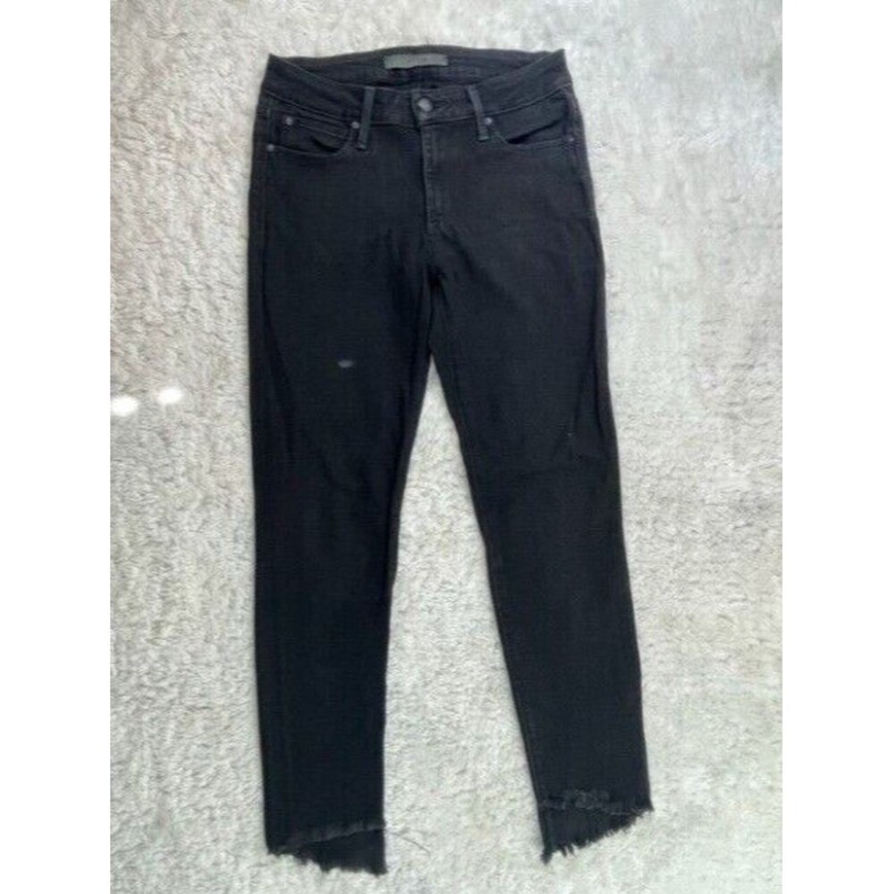 Joes Jeans Size 26 Womens Black Raw Hems Stretch Black Low Rise Skinny